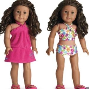 American Girl Floral Swim Outfit Pink Cover includes Bonus AG Bathing Suit
